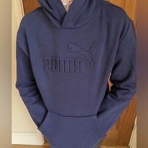 Kids Boys Youth Puma Large Sweatshirt 14/16 navy blue long sleeve hood hoodie